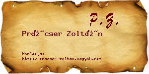 Prácser Zoltán névjegykártya